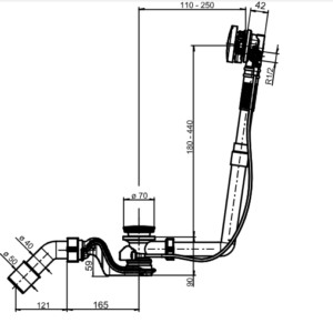 SANAT Waste + Overflow Assembly SWING PLUS, Matt Black